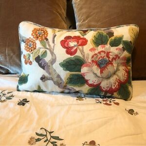 Lee Jofa hand blocked floral linen pillow